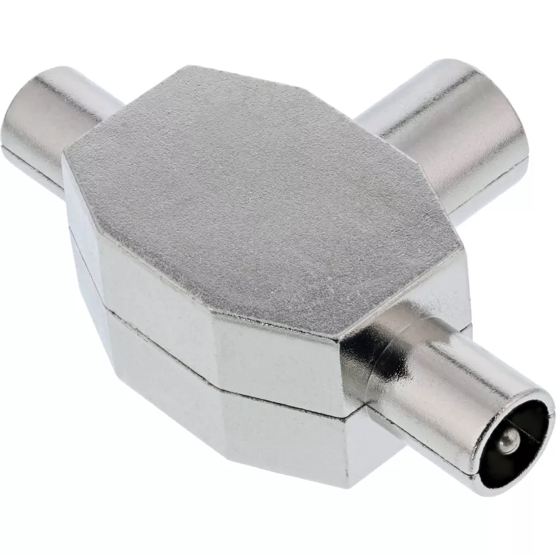 InLine Distribuidor en T de antena para TV 1x conector hembra coaxial a 2x conector macho coaxial 69914