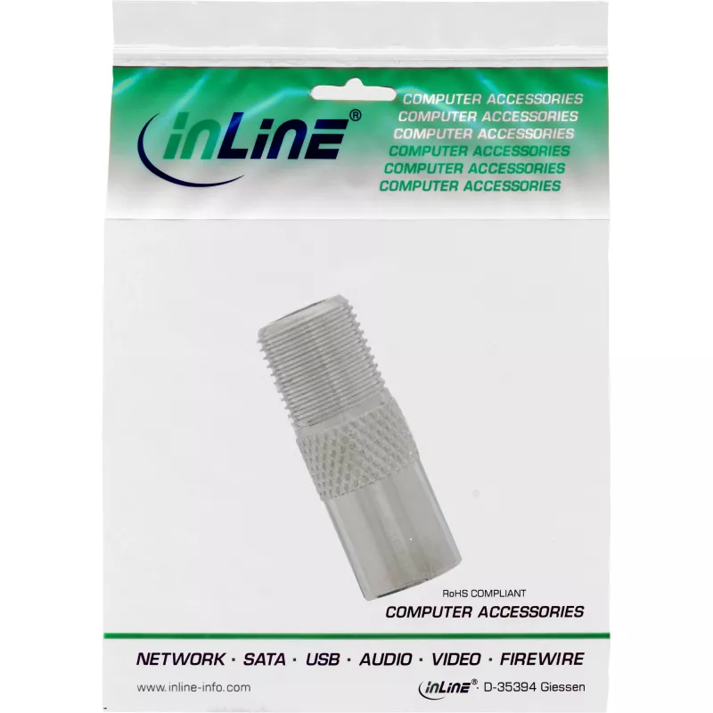 Adaptador coaxial IEC macho antena a hembra F InLine 69915D