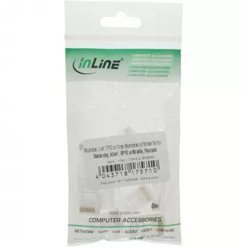 InLine Conector modular 10P10C para crimpar – conector hembra Western a cable plano, transparente, 10 uds.