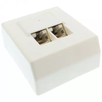 InLine Toma de red Cat.5e 2x RJ45 de superficie blanca RAL9010