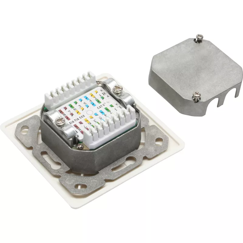 InLine Toma de conexión Cat.6 2x RJ45 hembra RAL9010 blanca horizontal