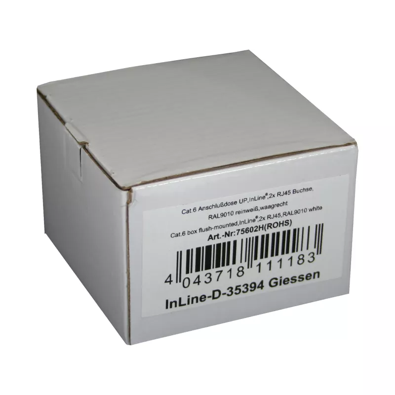 InLine Toma de conexión Cat.6 2x RJ45 hembra RAL9010 blanca horizontal
