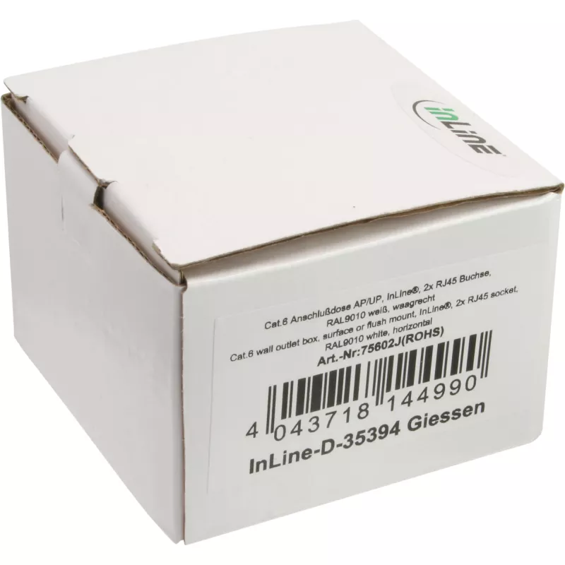 InLine 75602K Toma de pared, montaje de superficie o empotrar, 2x RJ45 vertical