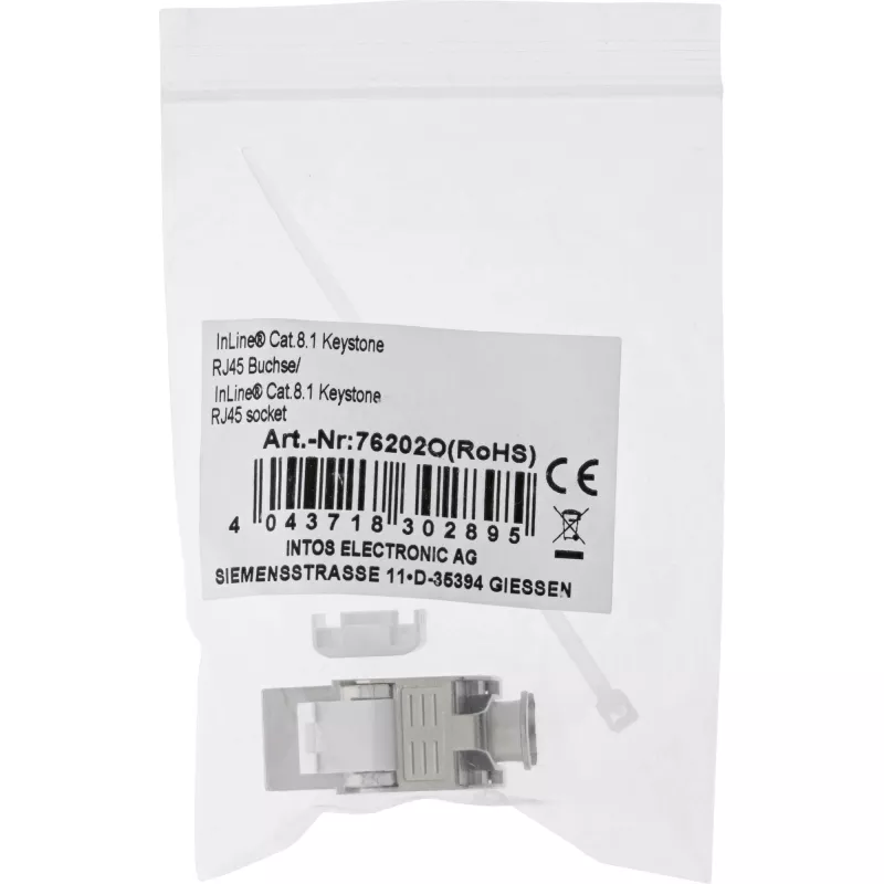 InLine Módulo Snap-In Keystone Jack RJ45 Cat.8.1 plano metálico 1 ud.