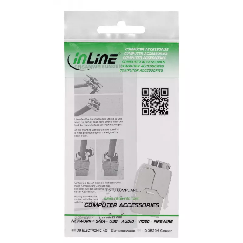 InLine Keystone Jack RJ45 esbelto, SNAP-In, Cat.6A, brida para cables integrada
