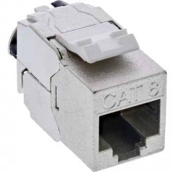 InLine Conector hembra Keystone RJ45 esbelto, SNAP-In, Cat.8.1, brida para cables integrada