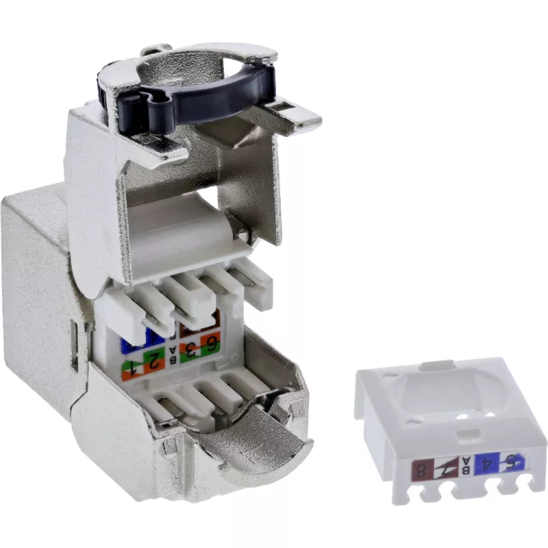 InLine Conector hembra Keystone RJ45 esbelto, SNAP-In, Cat.8.1, brida para cables integrada