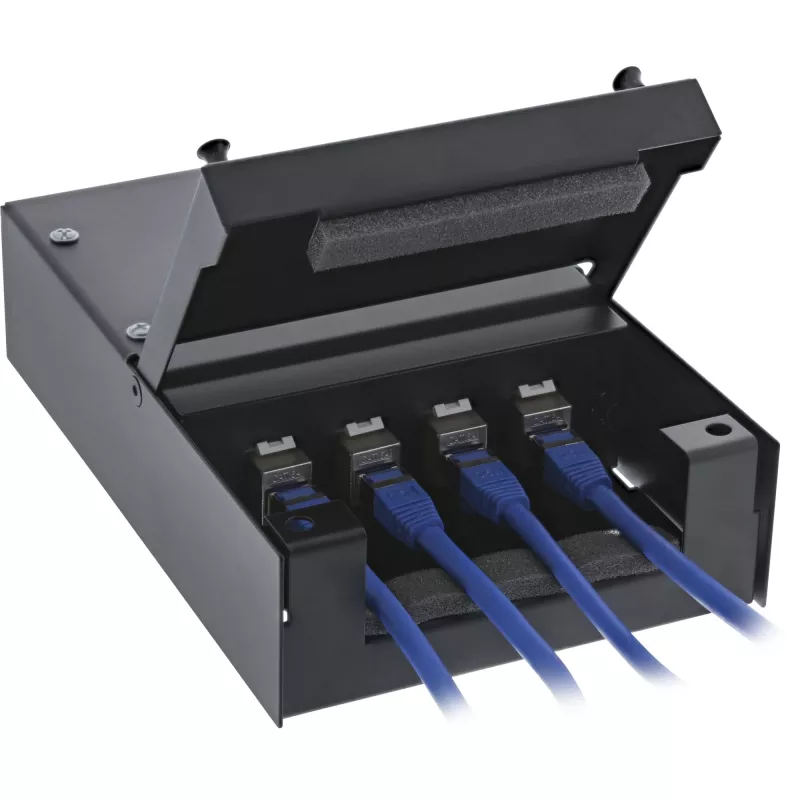 InLine Caja de montaje en superficie para Keystone 4x RJ45 negra 76202X