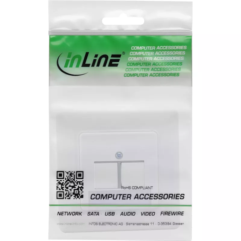 InLine Set de marco para 2x RJ45 Keystone SNAP-In 90°, blanco RAL9010