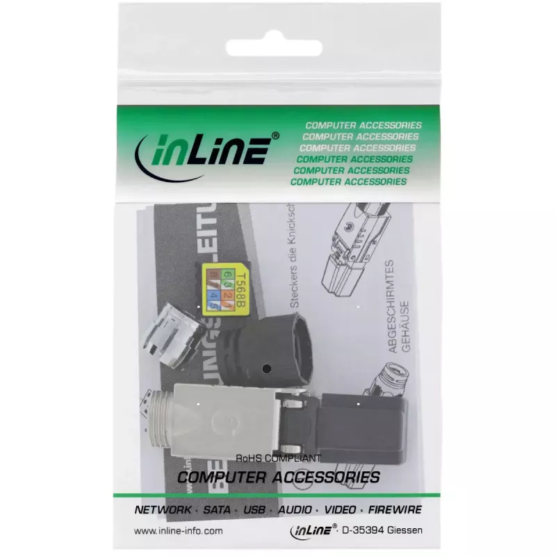 InLine Conector RJ45 Cat.6A 500MHz, montaje en campo, apantallado, con tapa de rosca