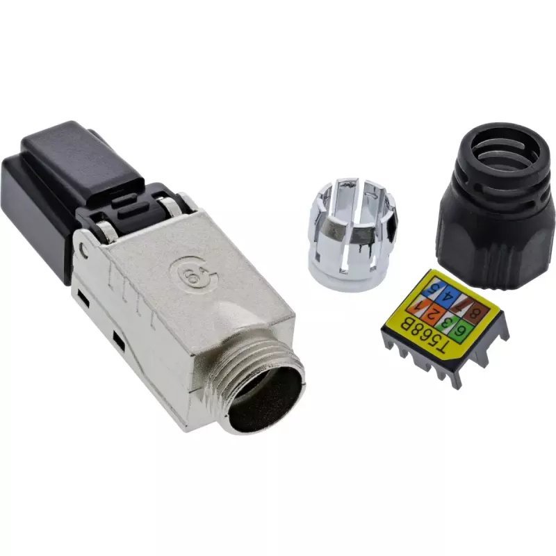InLine Conector RJ45 Cat.6A 500MHz, montaje en campo, apantallado, con tapa de rosca