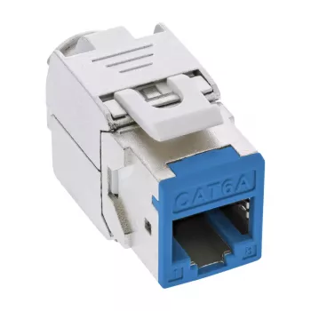 InLine Conector hembra RJ45 keystone, apantallado, Cat.6A, azul, pack de 8