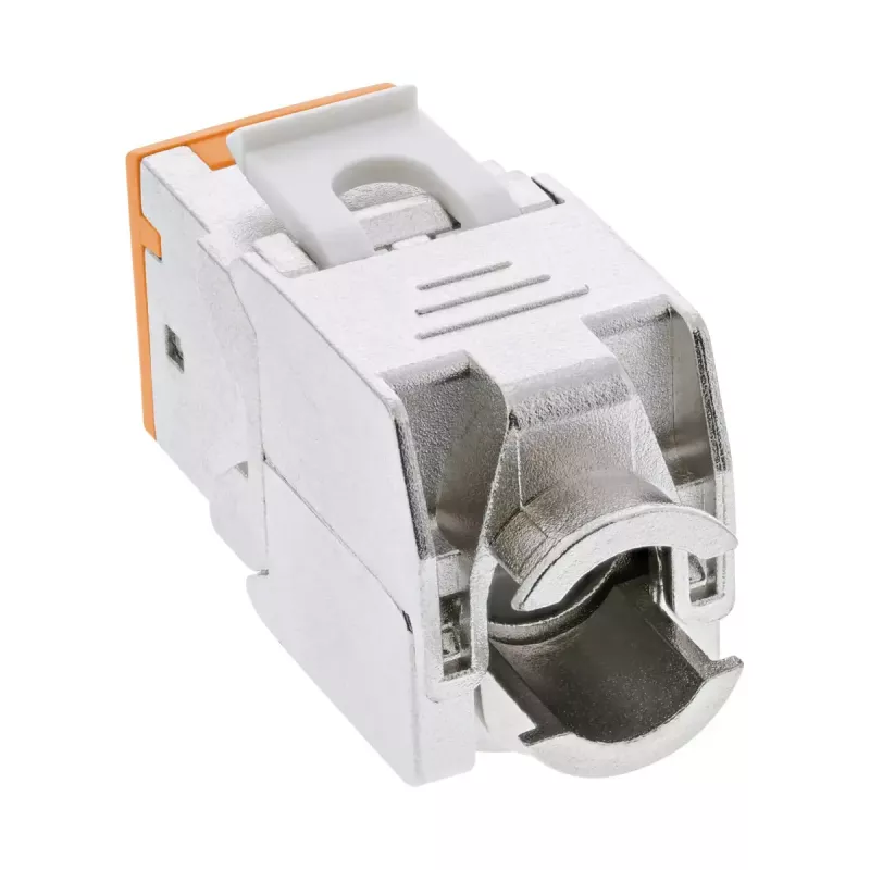 InLine Conector hembra RJ45 keystone, apantallado, Cat.6A, naranja, pack de 8