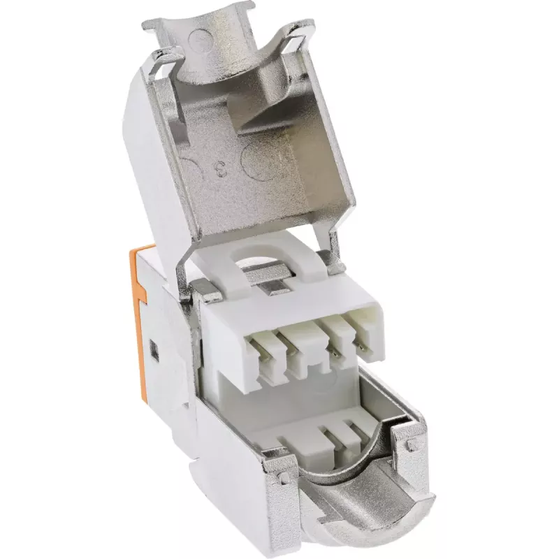 InLine Conector hembra RJ45 keystone, apantallado, Cat.6A, naranja, pack de 8