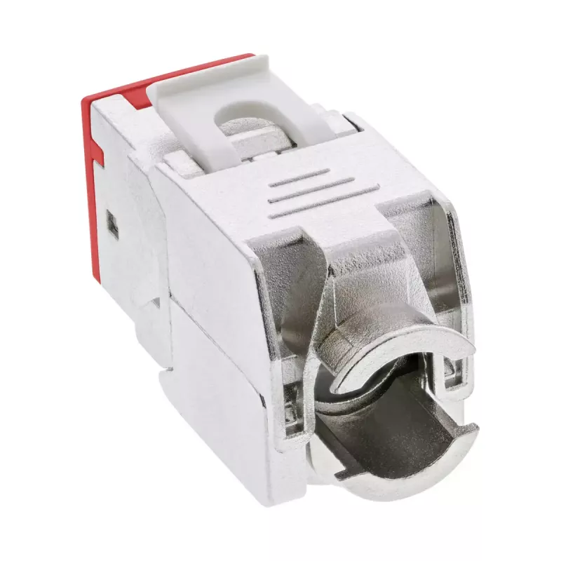 InLine Conector hembra RJ45 keystone, apantallado, Cat.6A, rojo, pack de 8