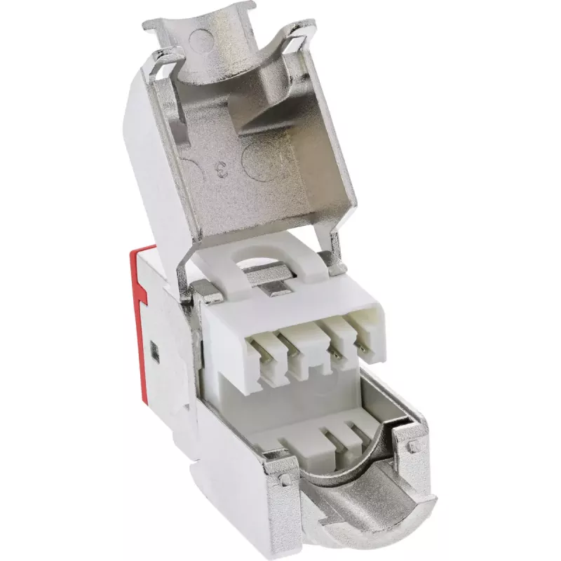 InLine Conector hembra RJ45 keystone, apantallado, Cat.6A, rojo, pack de 8