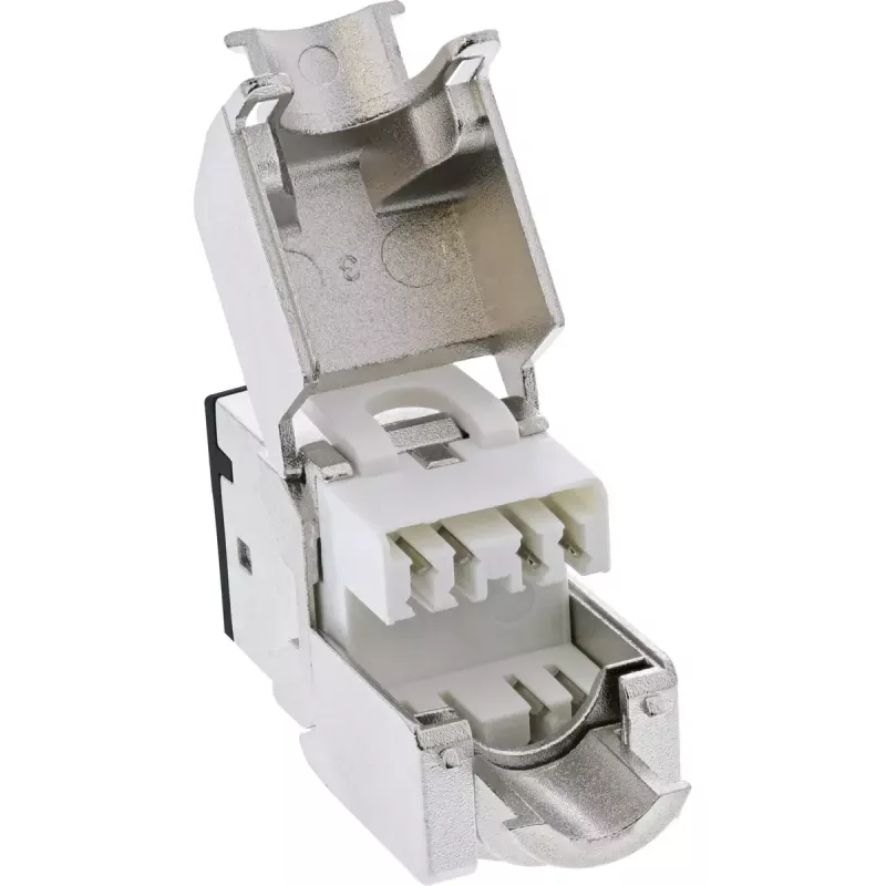 InLine Conector hembra RJ45 keystone, apantallado, Cat.6A, negro, pack de 8