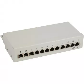 InLine Patch Panel Cat.6 12 puertos montaje en mesa/pared gris claro RAL7035