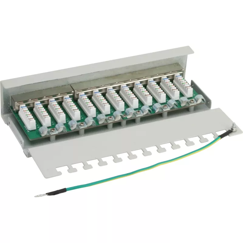InLine Patch Panel Cat.6 12 puertos montaje en mesa/pared gris claro RAL7035