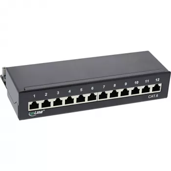 InLine Patch Panel Cat.6 12 puertos montaje en mesa/pared negro RAL9005
