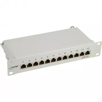 InLine Patch Panel Cat.6 10 pulgadas 12 puertos 1U gris claro RAL7035