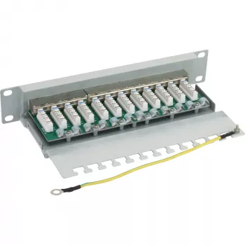 InLine Patch Panel Cat.6 10 pulgadas 12 puertos 1U gris claro RAL7035