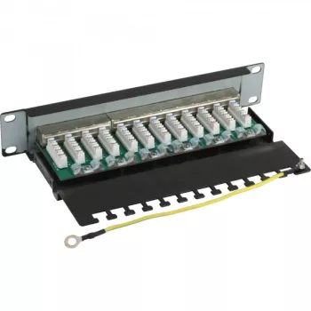 InLine Patch Panel Cat.6 10 pulgadas 12 puertos 1U negro RAL9005