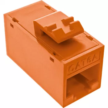 InLine Conector hembra/hembra RJ45 keystone, no apantallado, Cat.6A, pack de 8, naranja
