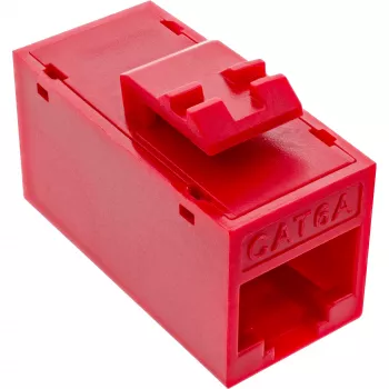 InLine Conector hembra RJ45 keystone, no apantallado, Cat.6A, pack de 8, rojo