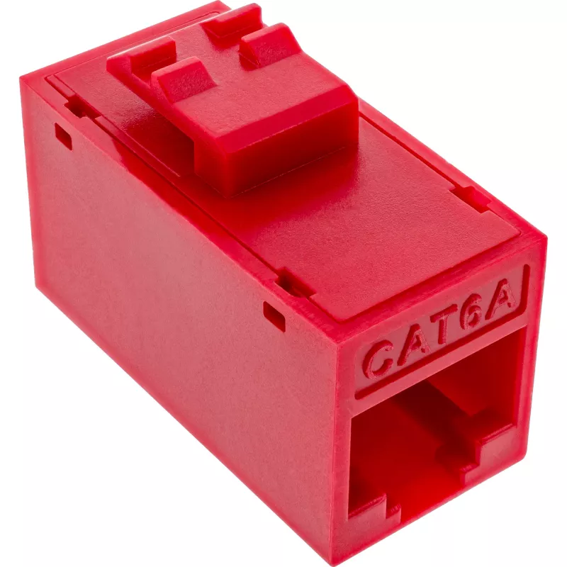 InLine Conector hembra RJ45 keystone, no apantallado, Cat.6A, pack de 8, rojo