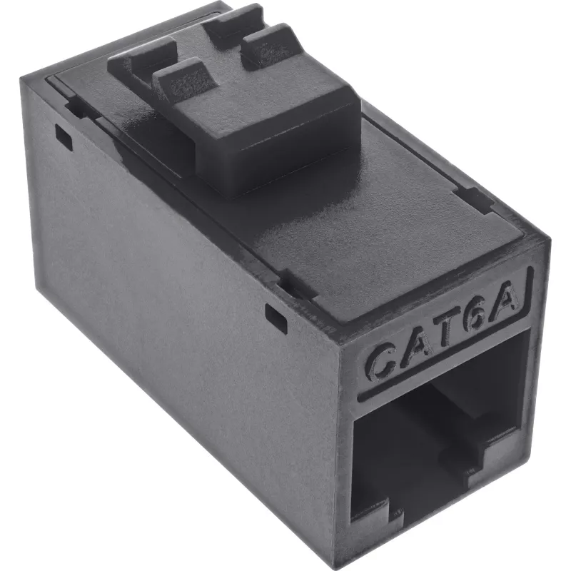 InLine Conector hembra RJ45 keystone, no apantallado, Cat.6A, pack de 8, negro