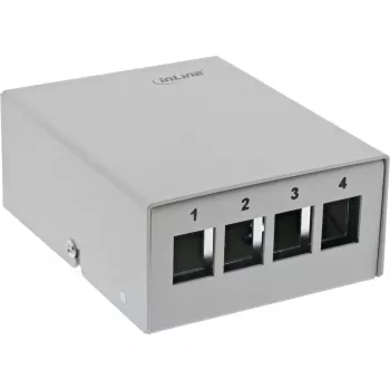 InLine Caja de consolidación de sobremesa 4x keystone RJ45, metal, RAL7035