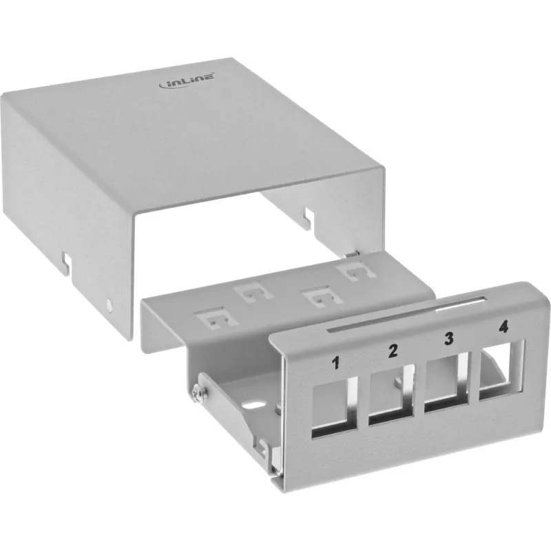 InLine Caja de consolidación de sobremesa 4x keystone RJ45, metal, RAL7035
