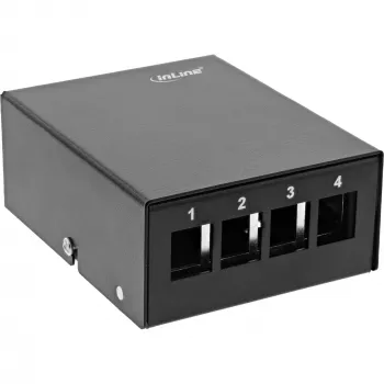InLine Caja de consolidación de sobremesa 4x keystone RJ45, metal, negro RAL9005