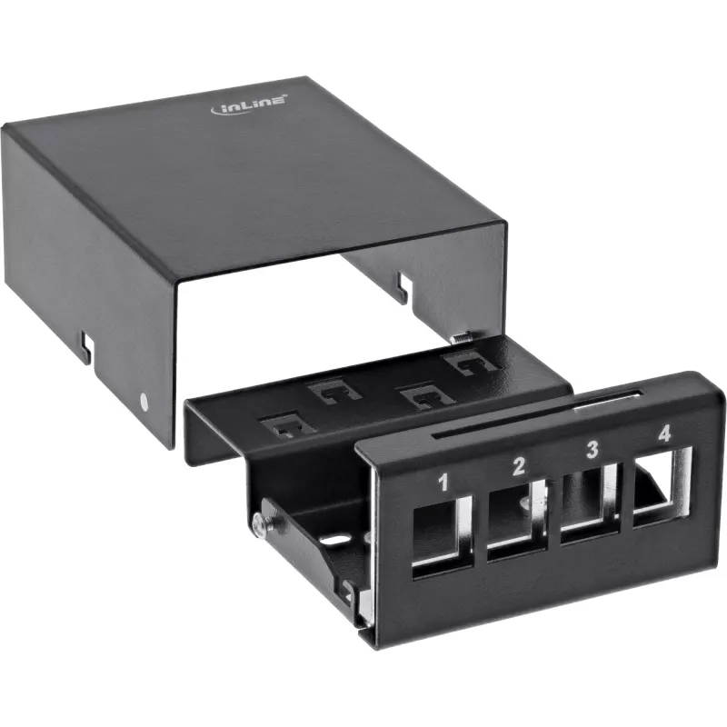 InLine Caja de consolidación de sobremesa 4x keystone RJ45, metal, negro RAL9005