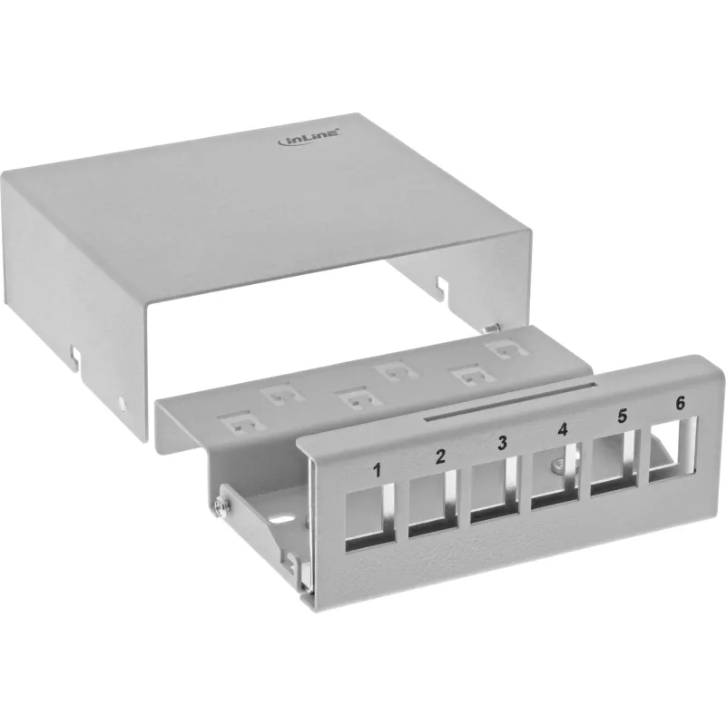 InLine Caja de consolidación de sobremesa 6x keystone RJ45, metal, RAL7035