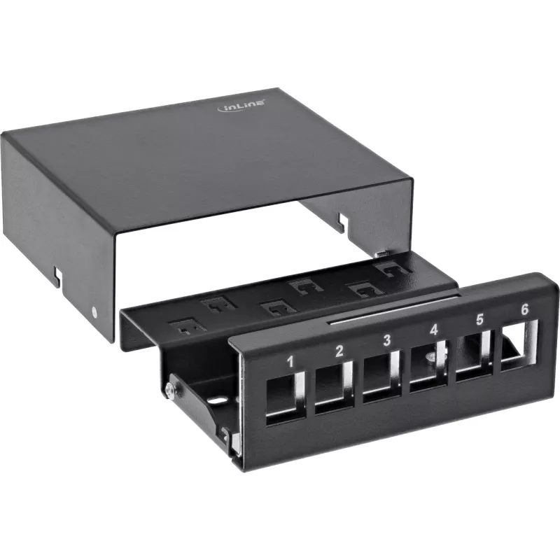 InLine Caja de consolidación de sobremesa 6x keystone RJ45, metal, negro RAL9005