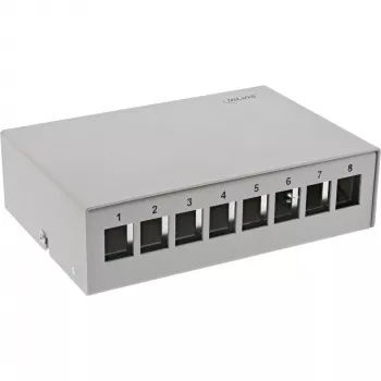 InLine Caja de consolidación de sobremesa 8x keystone RJ45, metal, RAL7035