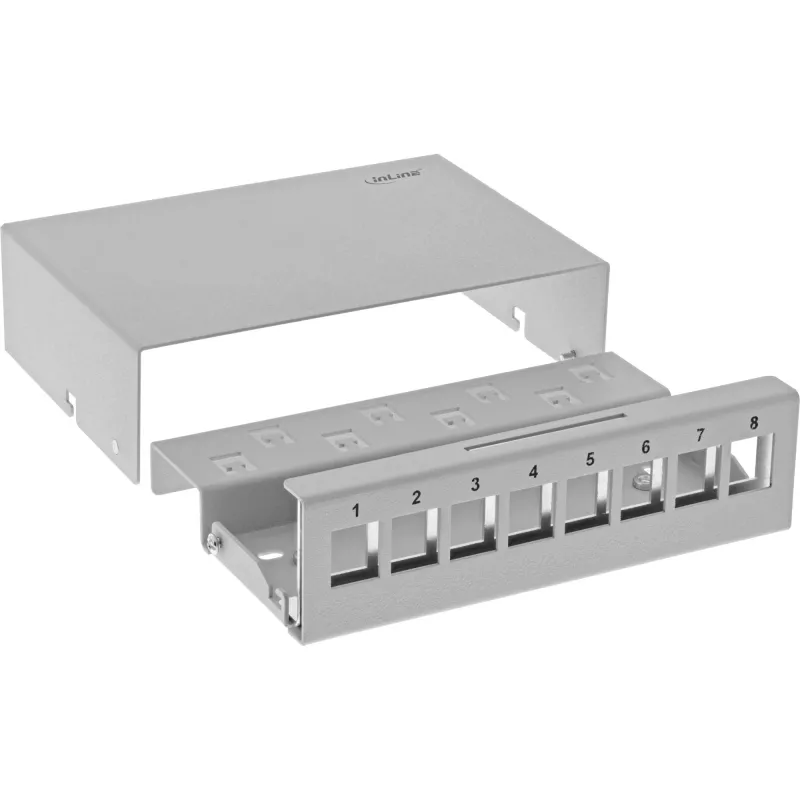 InLine Caja de consolidación de sobremesa 8x keystone RJ45, metal, RAL7035