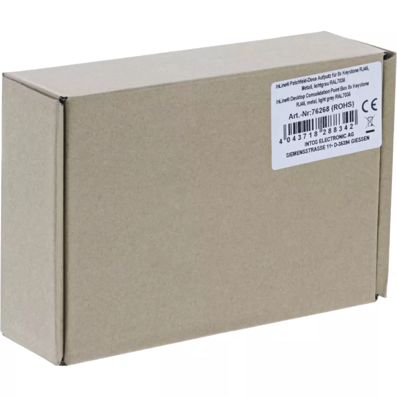 InLine Caja de consolidación de sobremesa 8x keystone RJ45, metal, RAL7035