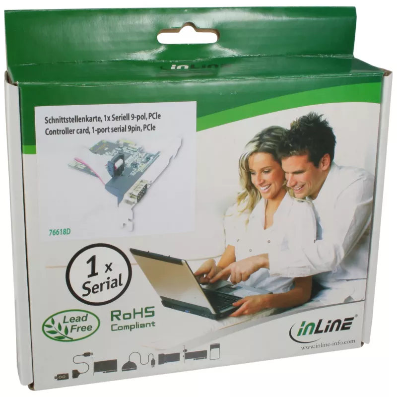 InLine Tarjeta de interfaz 1 puerto serie 9 pines PCIe, InLine, 76618D