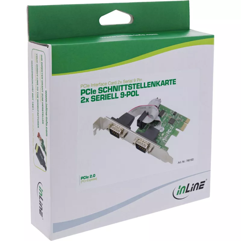 InLine Tarjeta de interfaz 2x serie 9 pines PCIe PCI-Express macho