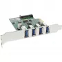 InLine Controlador host USB 3.0 4 puertos PCIe incl. chapa LP y alimentación auxiliar 4 pines