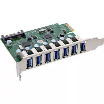 InLine Controlador host USB-A 3.2 Gen.1 7 puertos PCIe, alimentación SATA