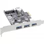 InLine Controladora host USB 3.0 de 3+1 puertos, PCIe, con alimentación SATA y soporte LP