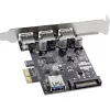 InLine Controladora host USB 3.0 de 3+1 puertos, PCIe, con alimentación SATA y soporte LP