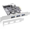 InLine Controladora host USB 3.0 de 3+1 puertos, PCIe, con alimentación SATA y soporte LP