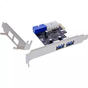 InLine 2+2 puertos controlador host USB 3.2 Gen.1, PCIe, con alimentación SATA + chapa LP