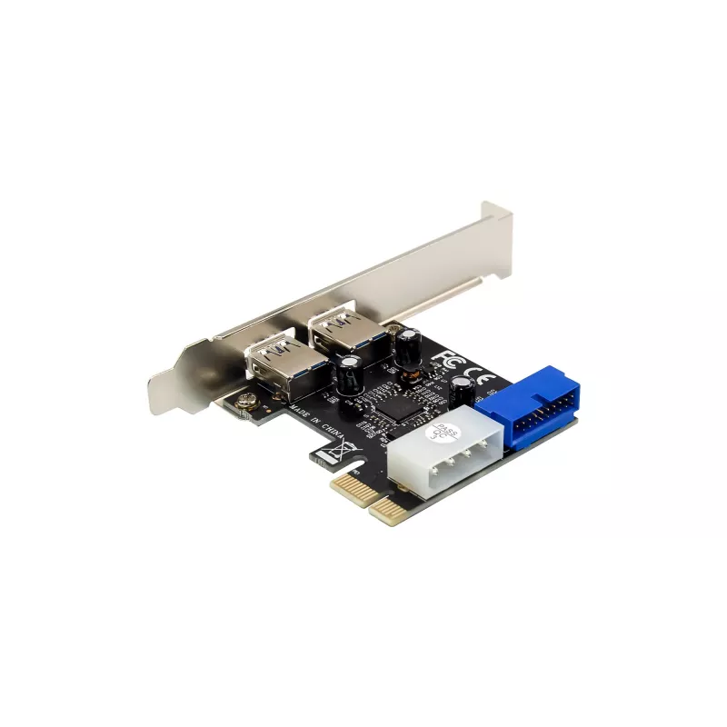InLine 2+2 puertos controlador host USB 3.2 Gen.1, PCIe, con alimentación SATA + chapa LP