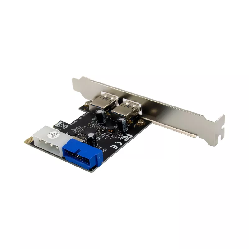 InLine 2+2 puertos controlador host USB 3.2 Gen.1, PCIe, con alimentación SATA + chapa LP